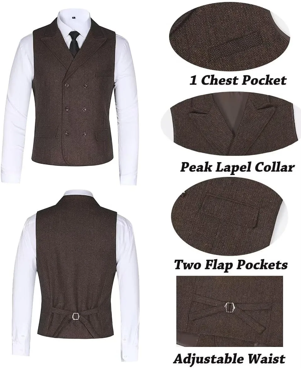Boys Tweed Suit 3 Piece Tuxedo Suit for Boys Two Button Suits Jackets Vest Pants Set for Kid