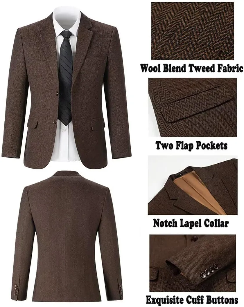 Boys Tweed Suit 3 Piece Tuxedo Suit for Boys Two Button Suits Jackets Vest Pants Set for Kid