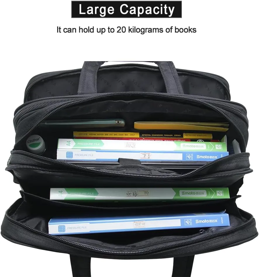 Briefcases for Men Canvas Tote Bag 17 Inches Laptop Case Large Shoulder Work Bags Office Messenger Expandable Waterproof