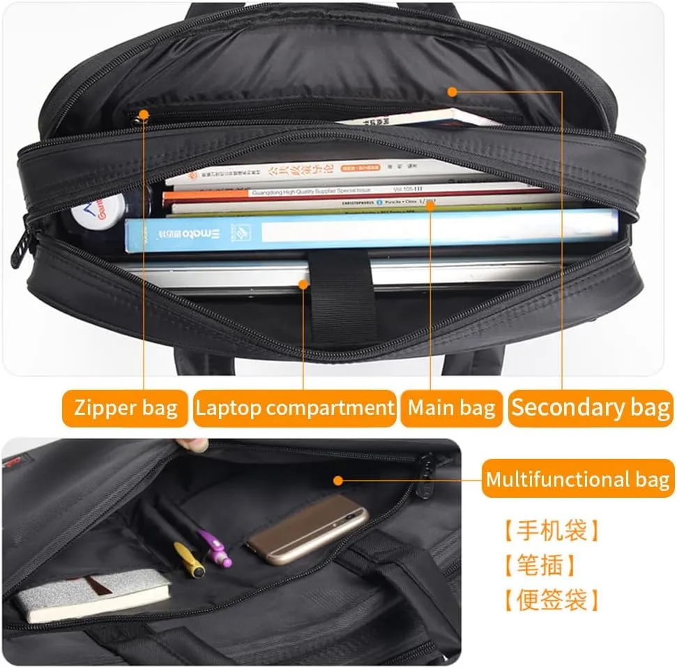 Briefcases For Men Canvas Tote Bag Laptop Case 14/15.6/17 Inches Computer Large Work Bags Business Shoulder Office Messenger