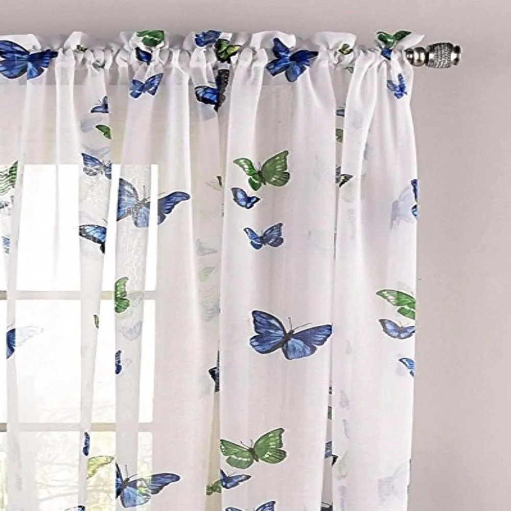 Butterflies Printed Semi Sheer Rod Pocket Panel