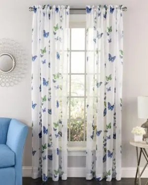 Butterflies Printed Semi Sheer Rod Pocket Panel