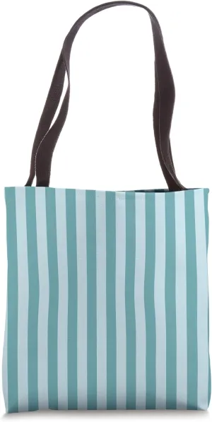 Cadet Blue Striped Girly Stripes Preppy Aesthetic Cute Tote Bag