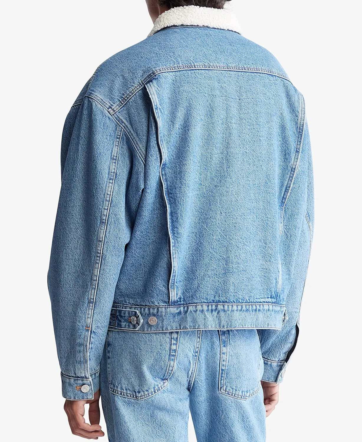 Calvin Klein Men's Essential Sherpa Casper Blue Trucker Jacket