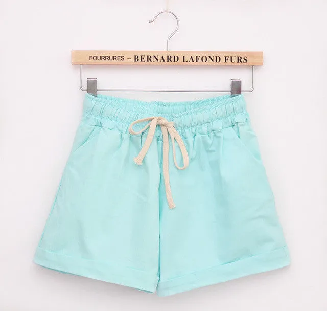 Candy Color Elastic With Belt  Short