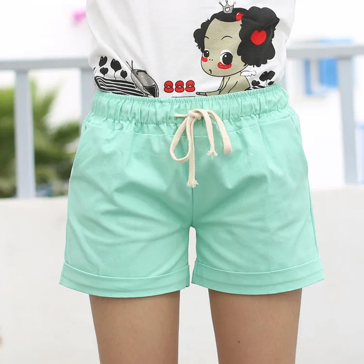 Candy Color Elastic With Belt  Short