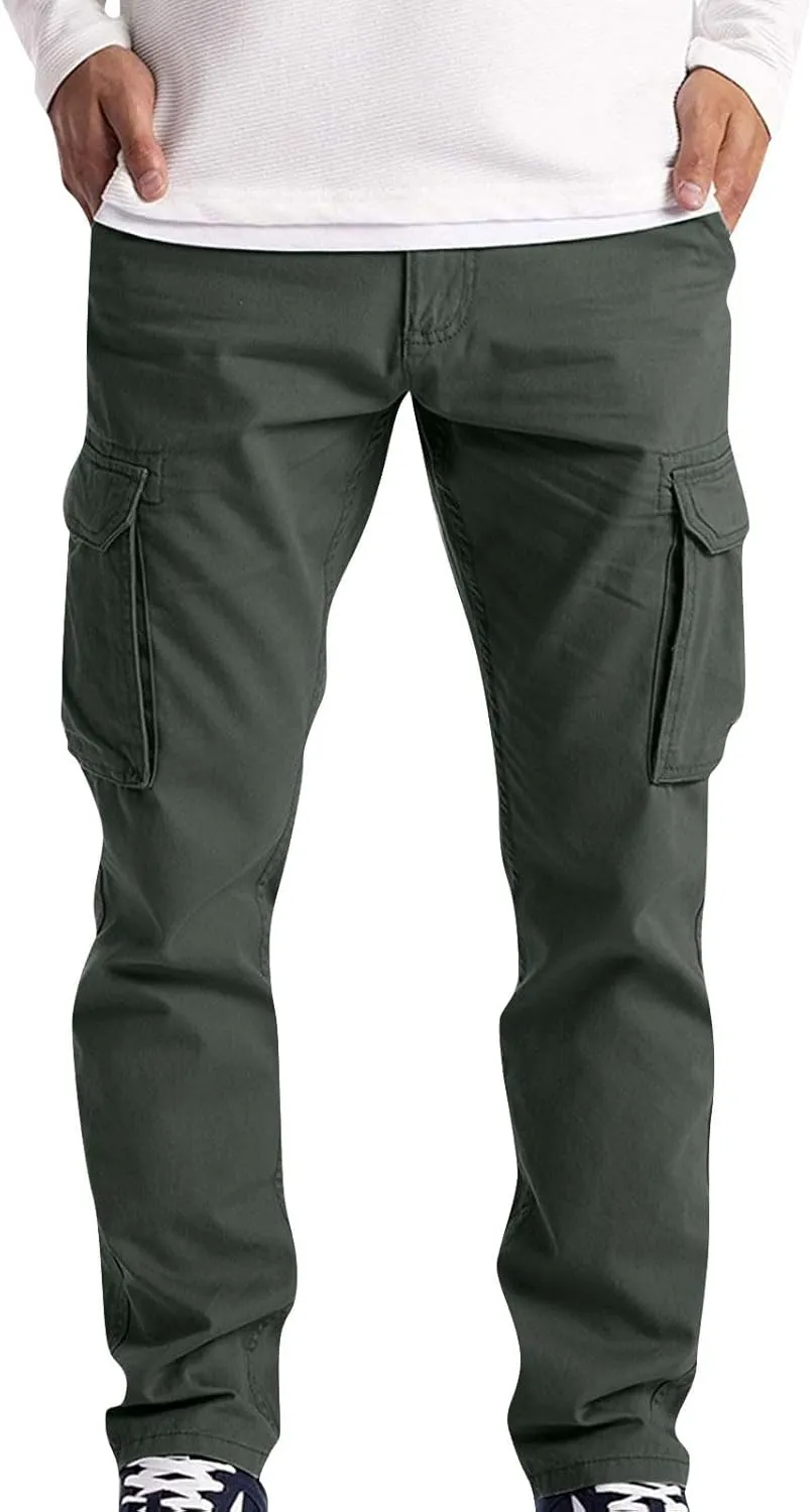 Cargo Pants for Men Slim Fit Plus Size Work Pants 3XL-5XL Stretch Casual Outdoor Hiking Pants Twill Denim Cargo Pants