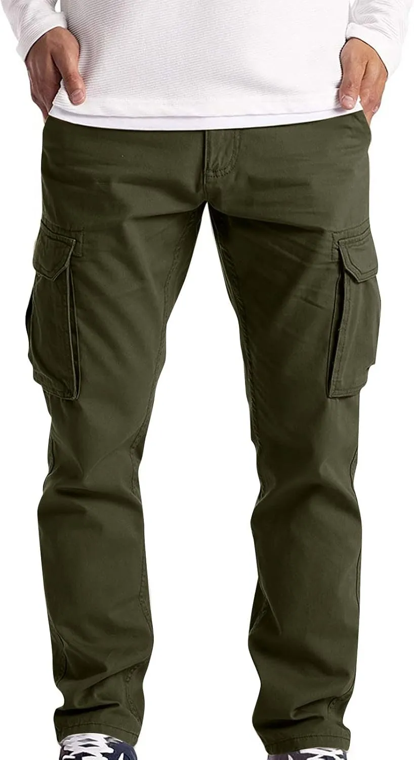Cargo Pants for Men Slim Fit Plus Size Work Pants 3XL-5XL Stretch Casual Outdoor Hiking Pants Twill Denim Cargo Pants