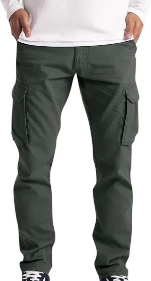 Cargo Pants for Men Slim Fit Plus Size Work Pants 3XL-5XL Stretch Casual Outdoor Hiking Pants Twill Denim Cargo Pants