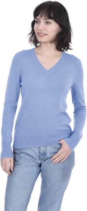 Cashmeren Womens Basic V-Neck Sweater 100% Pure Cashmere Long Sleeve Classic Pullover