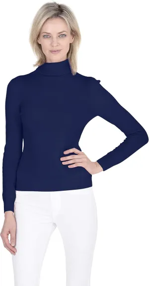 Cashmeren Womens Essential Knit Turtleneck Sweater 100% Merino Wool Long Sleeve Roll Neck Pullover