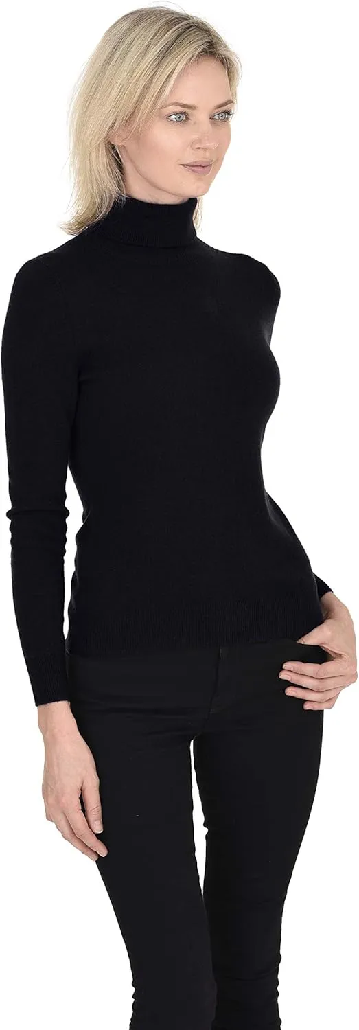 Cashmeren Womens Essential Knit Turtleneck Sweater 100% Merino Wool Long Sleeve Roll Neck Pullover