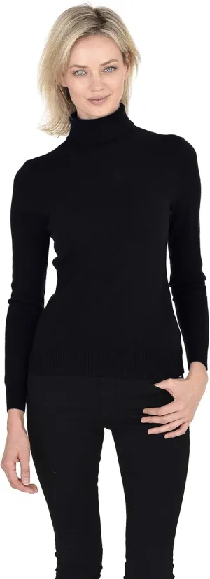 Cashmeren Womens Essential Knit Turtleneck Sweater 100% Merino Wool Long Sleeve Roll Neck Pullover