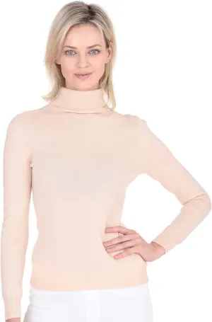 Cashmeren Womens Essential Knit Turtleneck Sweater 100% Merino Wool Long Sleeve Roll Neck Pullover