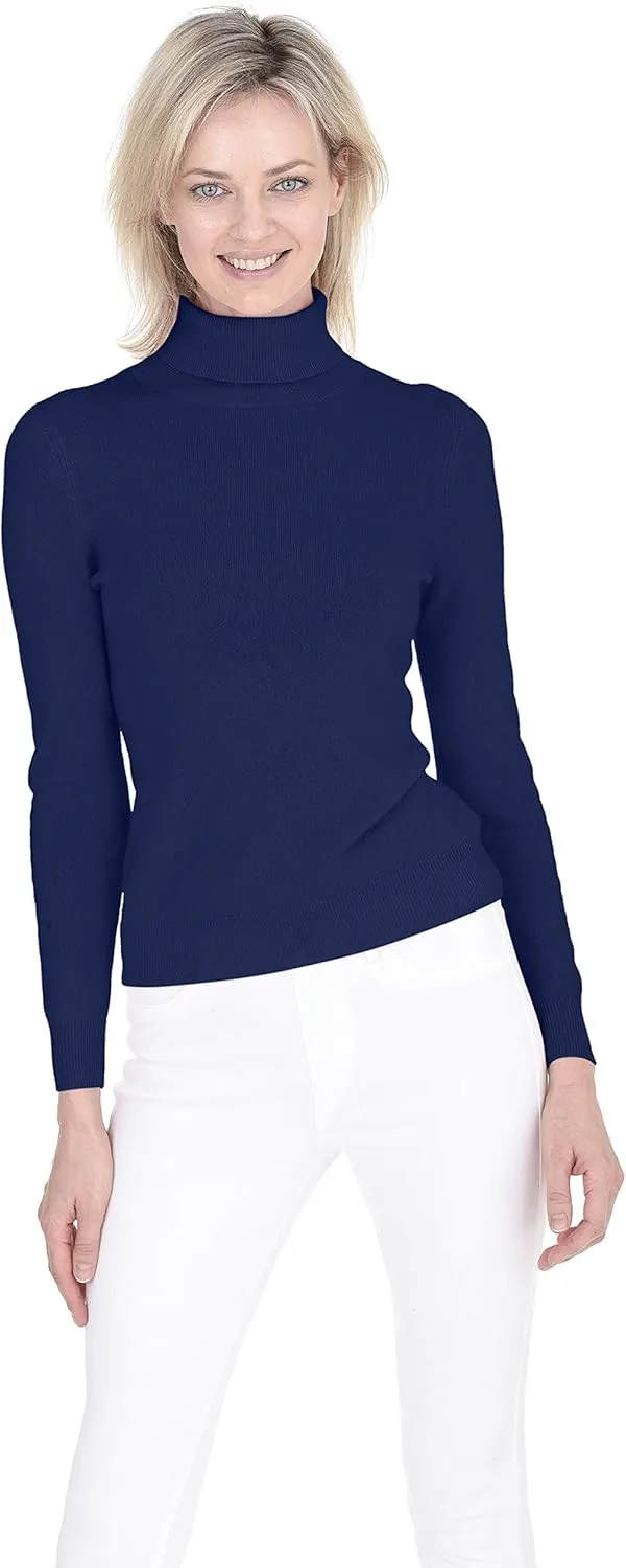 Cashmeren Womens Essential Knit Turtleneck Sweater 100% Merino Wool Long Sleeve Roll Neck Pullover