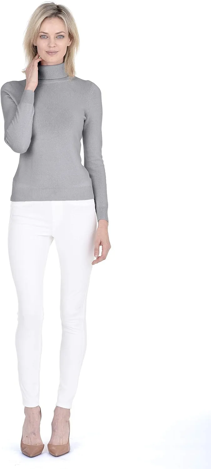 Cashmeren Womens Essential Knit Turtleneck Sweater 100% Merino Wool Long Sleeve Roll Neck Pullover