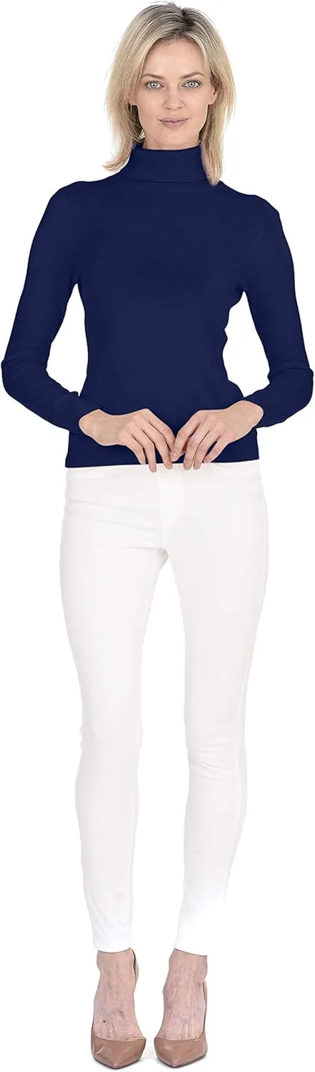 Cashmeren Womens Essential Knit Turtleneck Sweater 100% Merino Wool Long Sleeve Roll Neck Pullover