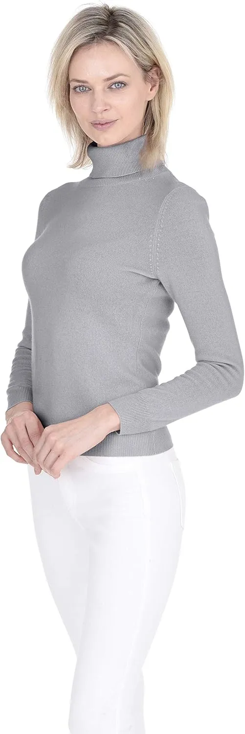 Cashmeren Womens Essential Knit Turtleneck Sweater 100% Merino Wool Long Sleeve Roll Neck Pullover