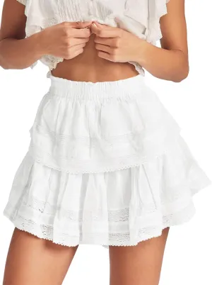 Cicy Bell Womens Lace Mini Skirt Summer Elastic High Waisted Cute Ruffle Layered Casual Swing Beach Skorts