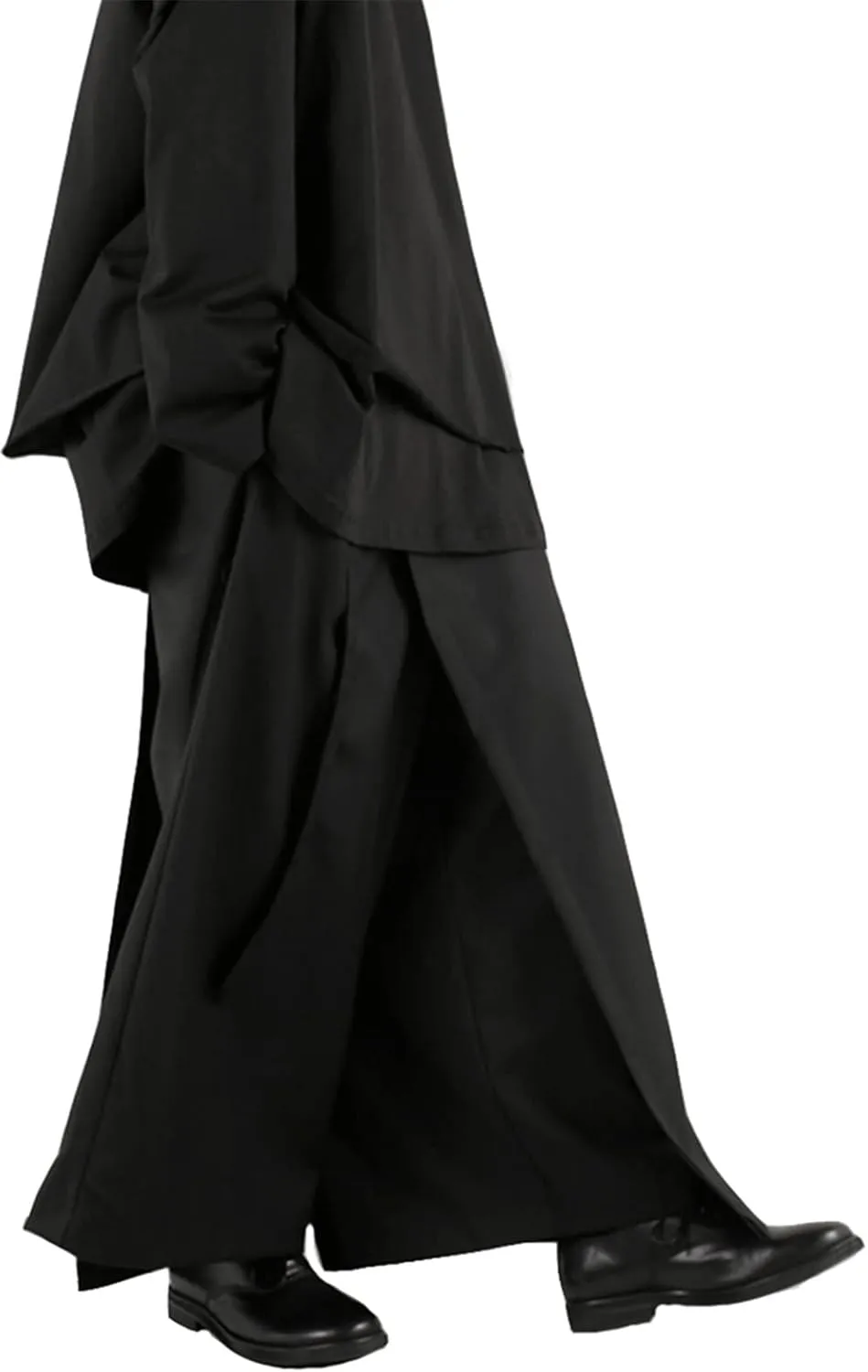 CLANMILUMS Men's Black Skirt Pants Casual Loose Harem Harajuku Kimono Trousers