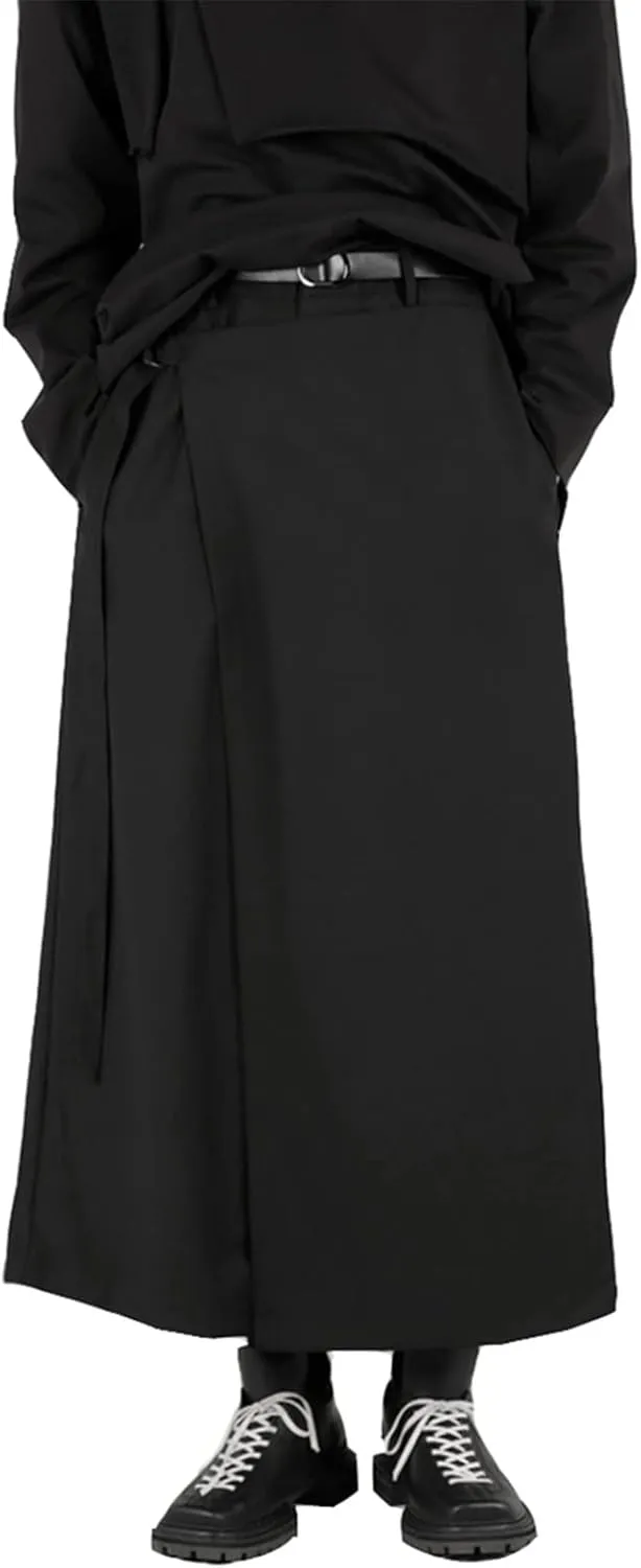 CLANMILUMS Men's Black Skirt Pants Casual Loose Harem Harajuku Kimono Trousers