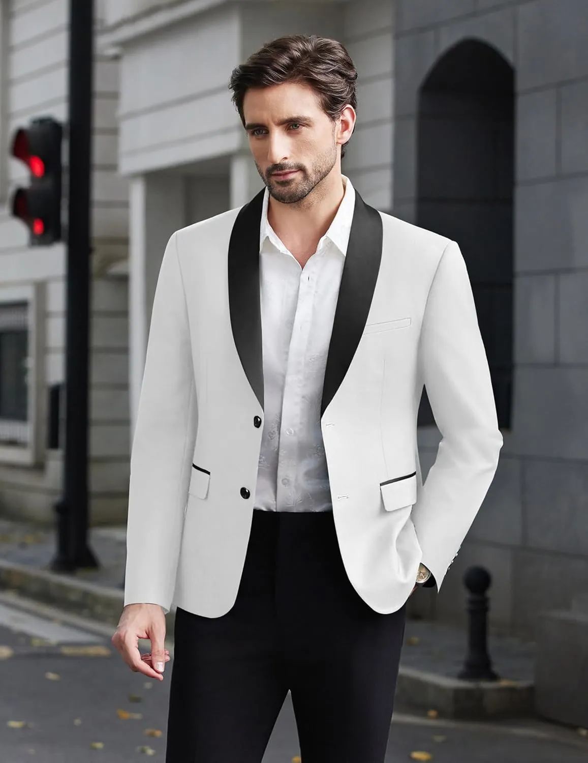 COOFANDY Men Tuxedo Jacket Slim Fit Blazer Suit Jacket Prom Dinner Party Wedding