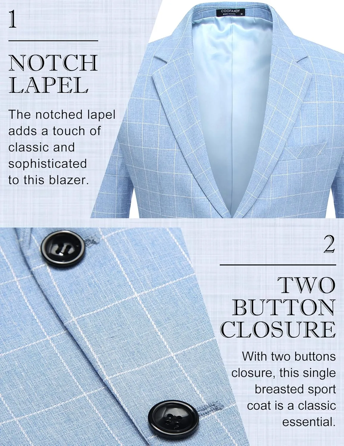 COOFANDY Men's Blazer Casual Slim Fit Sport Coats Two Button Lightweight Suit Jacket