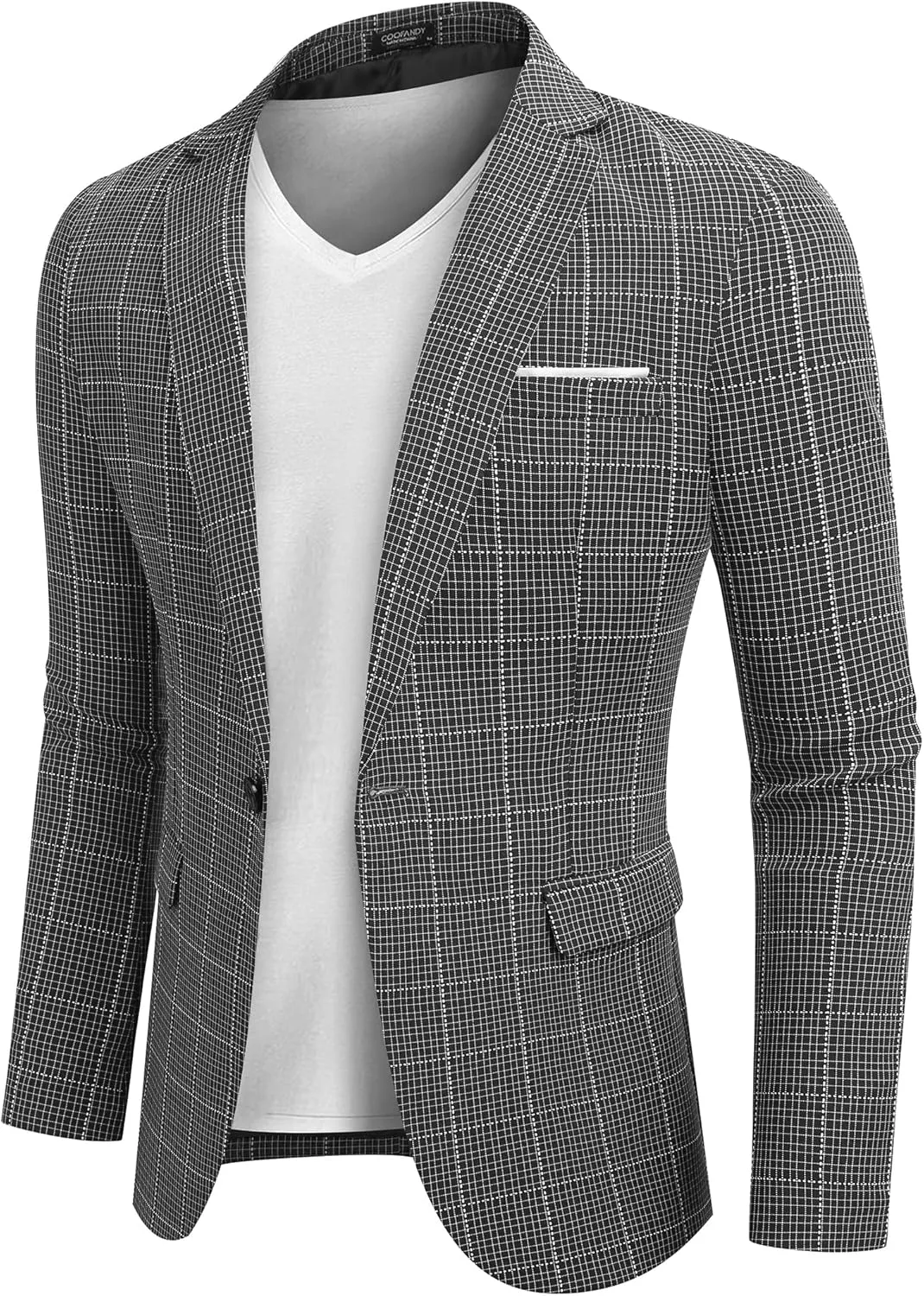 COOFANDY Men's Plaid Blazer One Button Casual Lightweight Checked Sport Coat