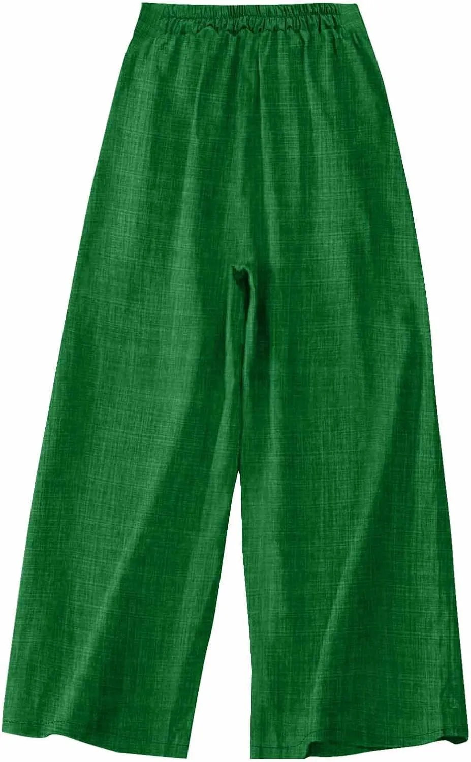 Cotton Linen Pant for Women Summer Casual Wide Leg High Waisted Trouser Drawstring Elastic Waist Pants with Pockets