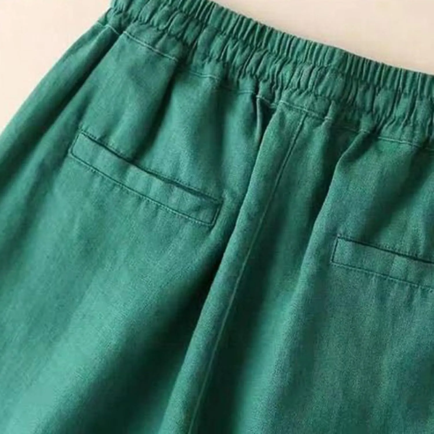 Cotton Linen Pants for Women Loose Fit Wide Leg Drawstring Elastic Waisted Summer Plus Size Casual Straight Pants Trousers