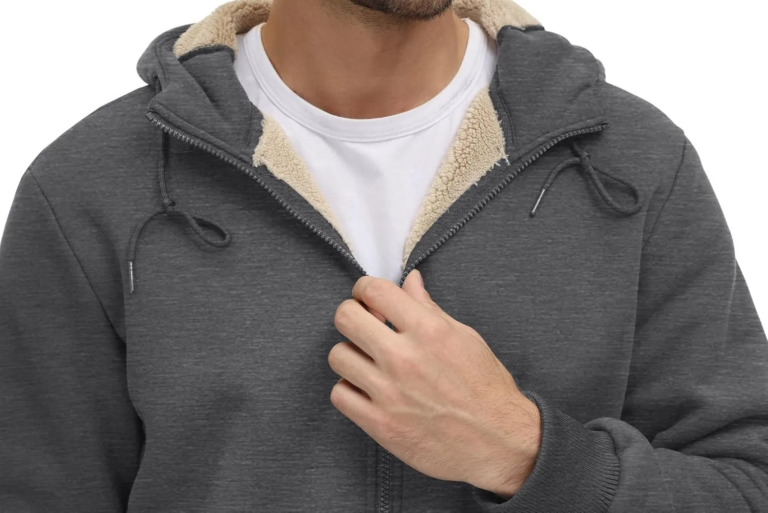 CRYSULLY Men's Sherpa Lined Jacket Fleece Full Zip Winter Hooded Sweatshirt Coats