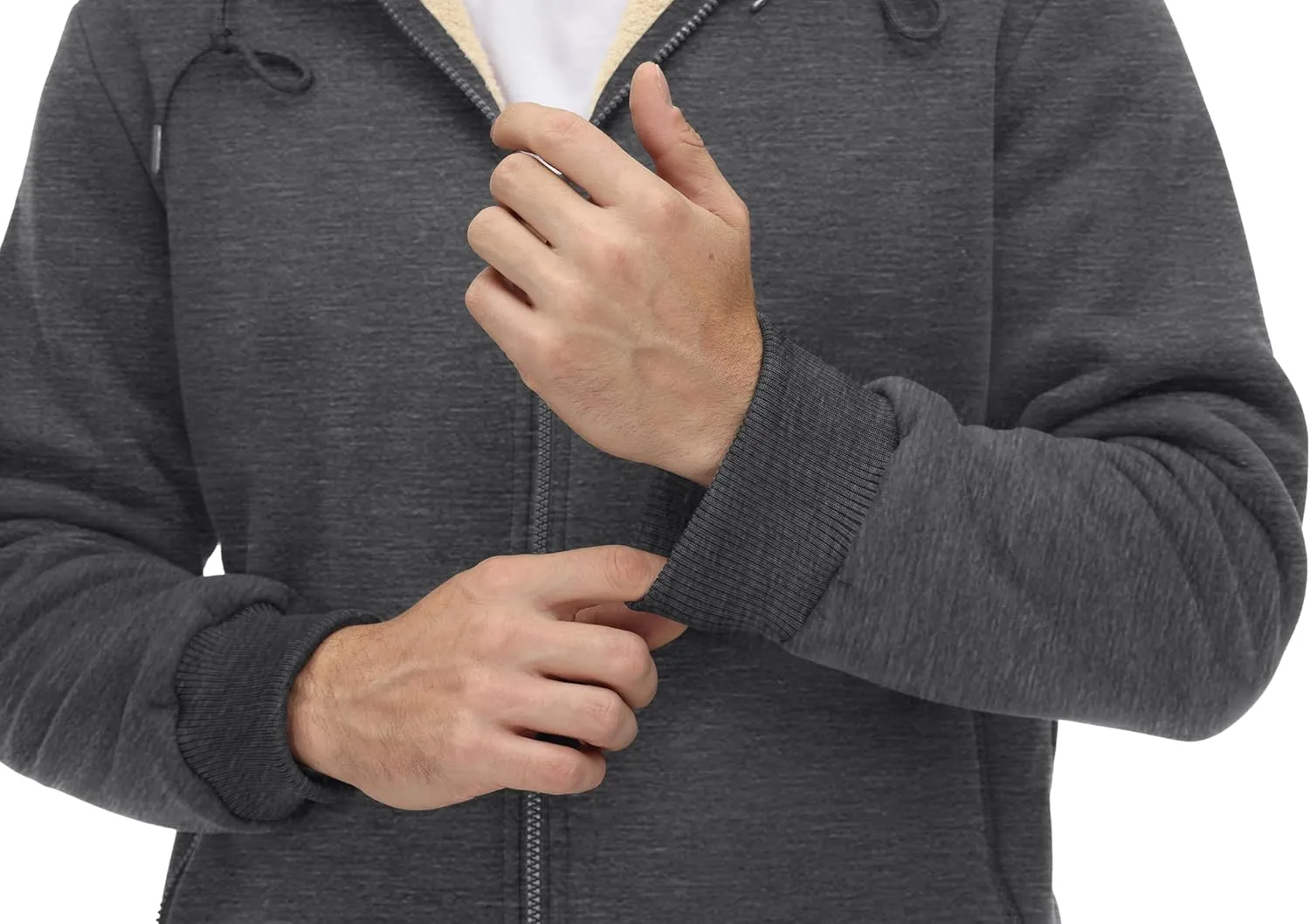 CRYSULLY Men's Sherpa Lined Jacket Fleece Full Zip Winter Hooded Sweatshirt Coats