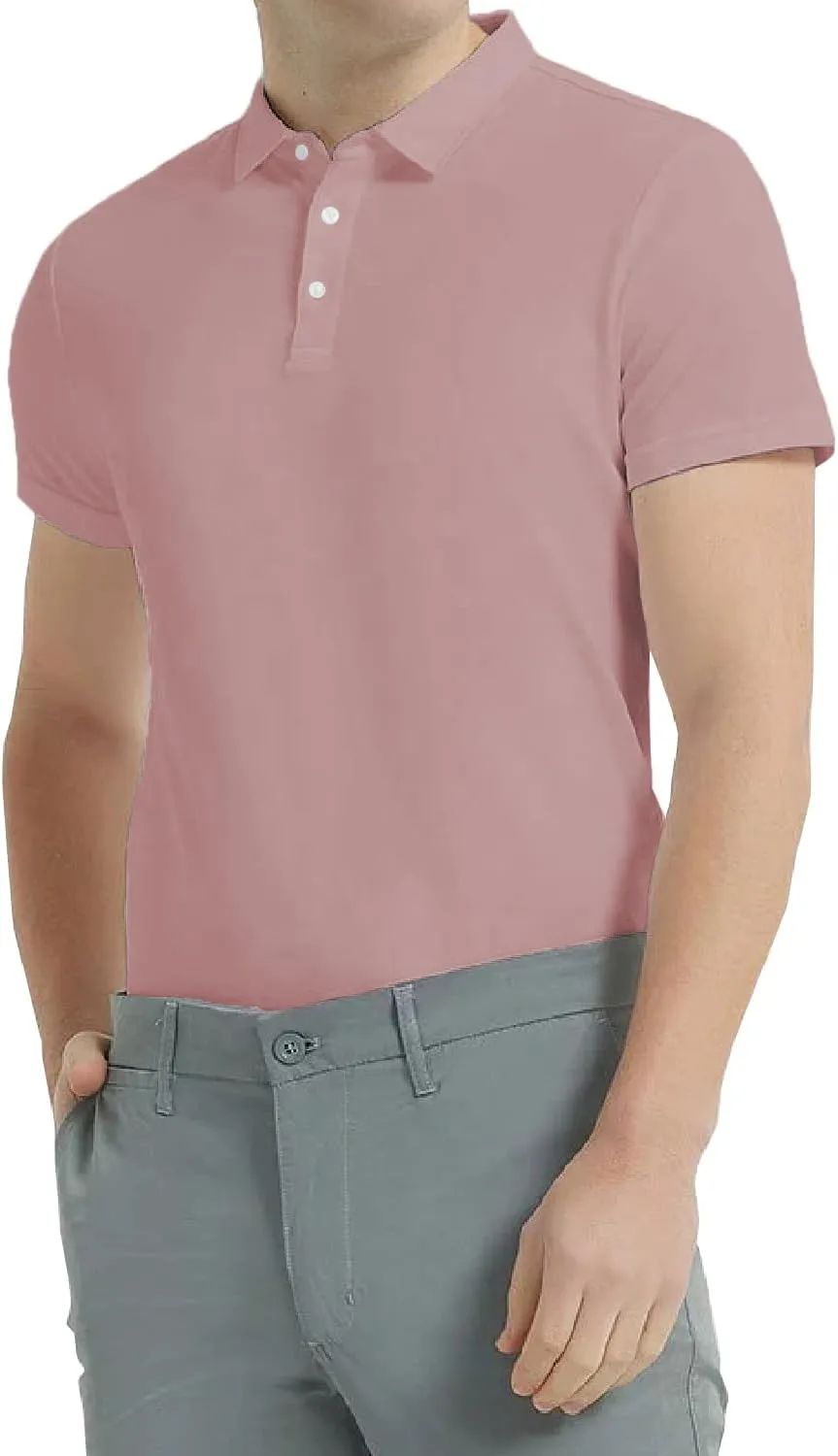 DAVID.ANN Mens Golf Shirt Quick Dry Short Sleeve Casual Workout Polo Shirts