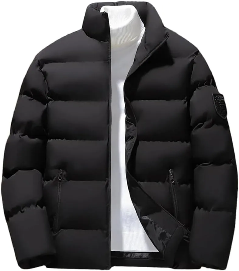 DBFBDTU Men Parka Jacket Autumn Winter Cotton Padded Warm Thickened Man Stand Collar Coats