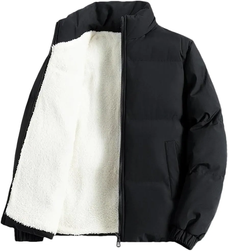 DBFBDTU Men Winter Jacket Autumn Warm Fleece Thicken Cotton Padded Jackets Stand Collar Casual Coats