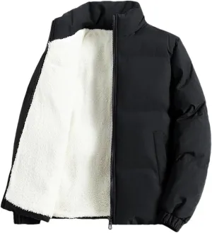 DBFBDTU Men Winter Jacket Autumn Warm Fleece Thicken Cotton Padded Jackets Stand Collar Casual Coats