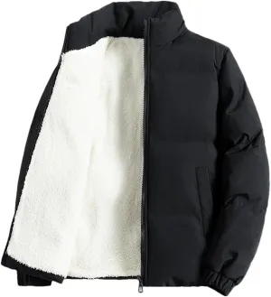 DBFBDTU Winter Men Jacket Autumn Warm Fleece Thickened Cotton Padded Jackets Stand Collar Casual Coats