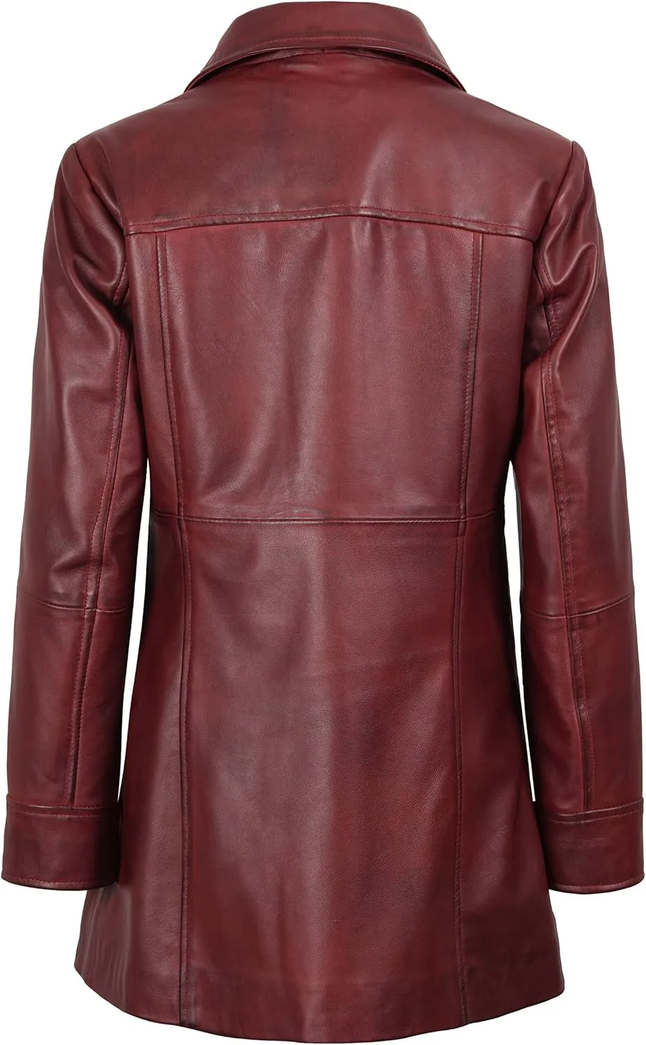 Decrum Leather Coats for Women - Carcoat Style Winter Fashion Womens Long Leather Jackets