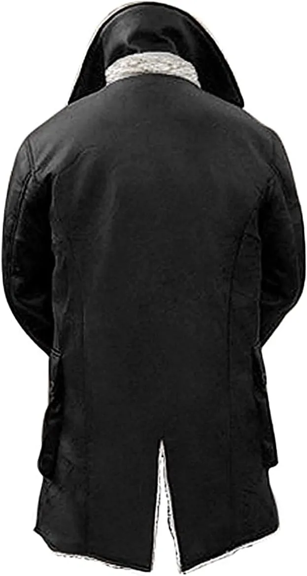 Decrum Shearling Leather Trench Coat Mens - Real Lambskin Long Leather Jacket Coats