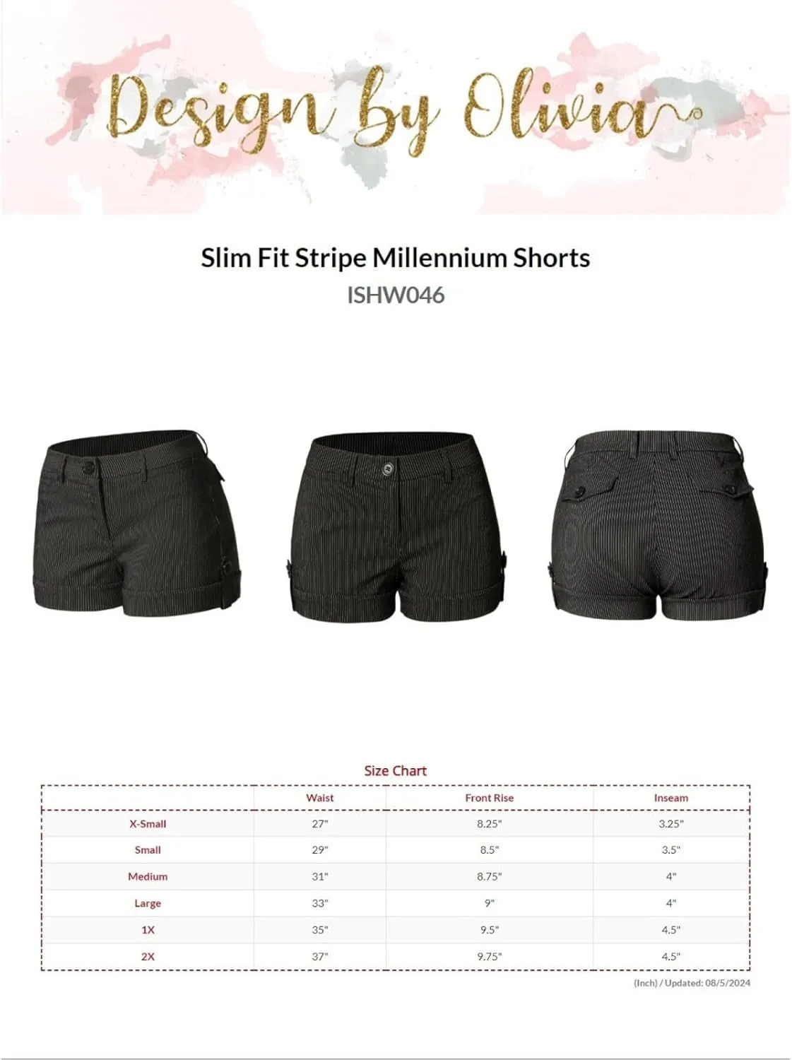 Design by Olivia Women's Body Enhancing Comfort Modern City Cuffed Short with Pockets