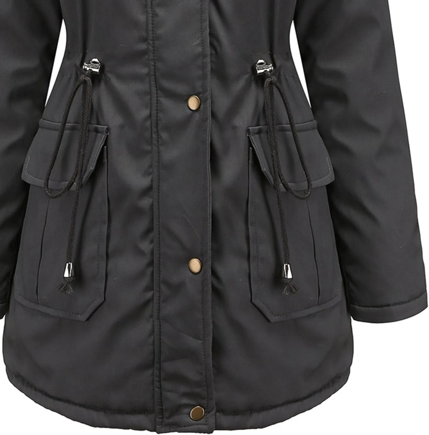 DGHM-JLMY 1/2 Pack Womens Stylish Winter Coats Fashion Solid Fall Hooded Warm Padded Cotton Coat Thick Fleece Lined Parka