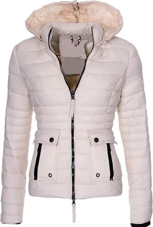 DGHM-JLMY Women Slim Cotton Padded Jacket Winter Hood Coat Quilted Thicken Puffer with Removable Hood Warm Down Puffer Jacket
