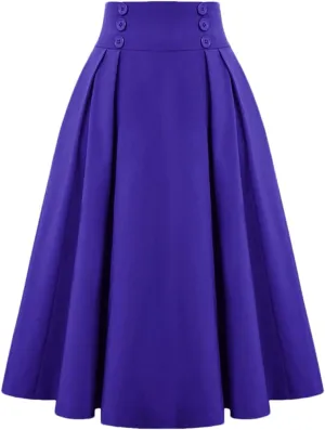 Disimlarl Elastic Waist A Line Elegant Flared Midi Skirts Solid Color Black Red Women Pleated Skirt