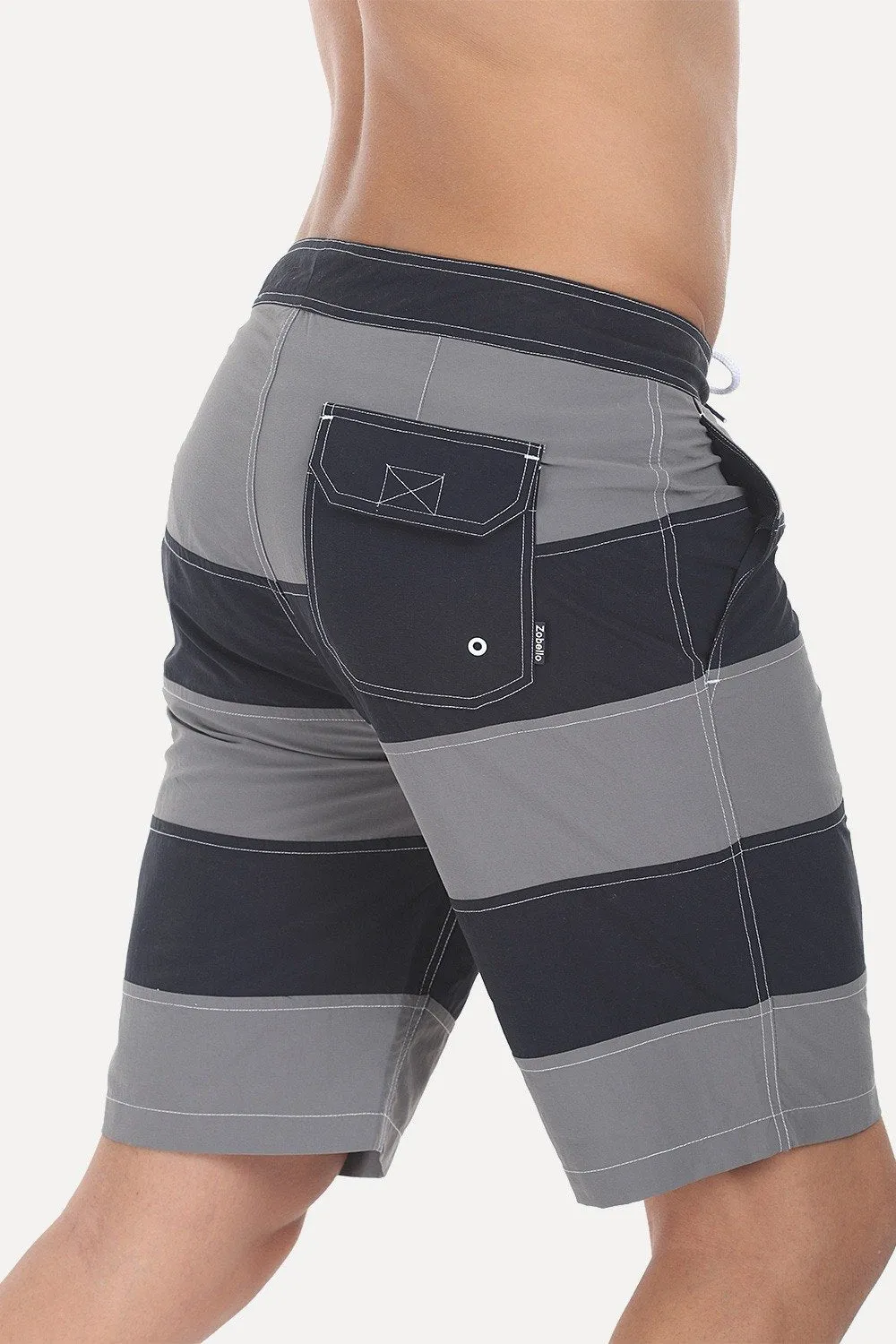 Dual Stripe Swim Shorts With Waistband And Drawstring