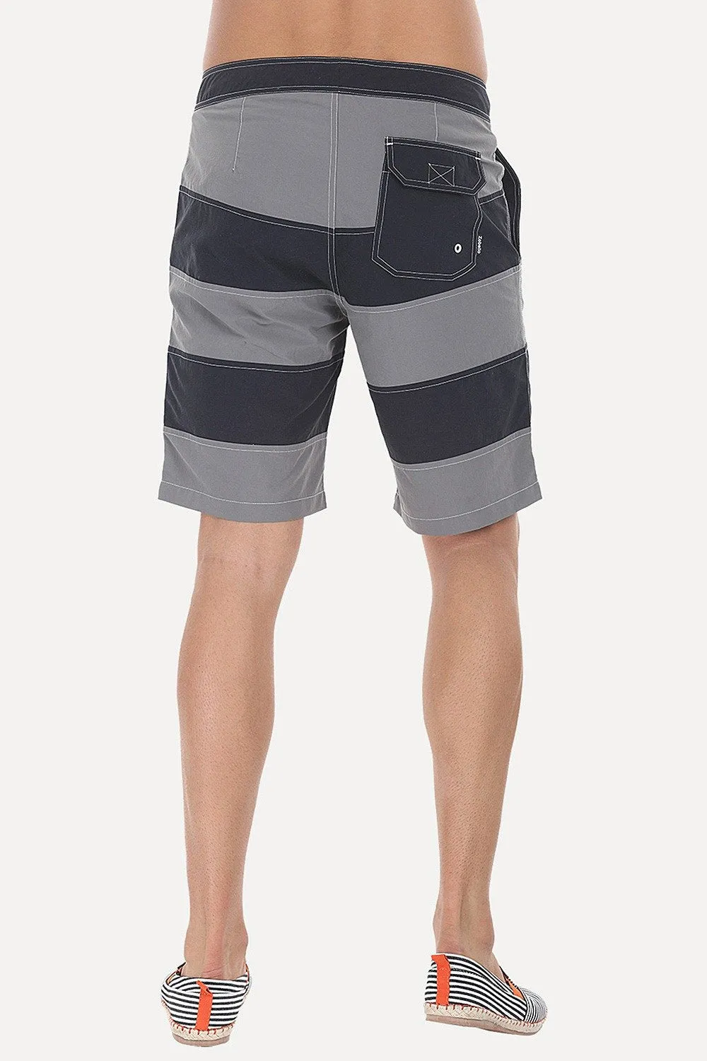 Dual Stripe Swim Shorts With Waistband And Drawstring