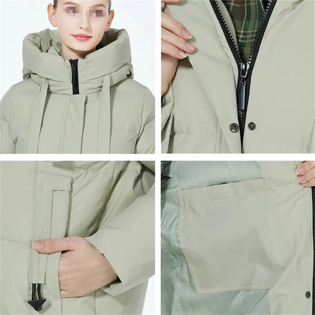 Dvbfufv Winter Women Jackets Ladies Casual Mid-Length Down Cotton Coats Warm Padded Coat