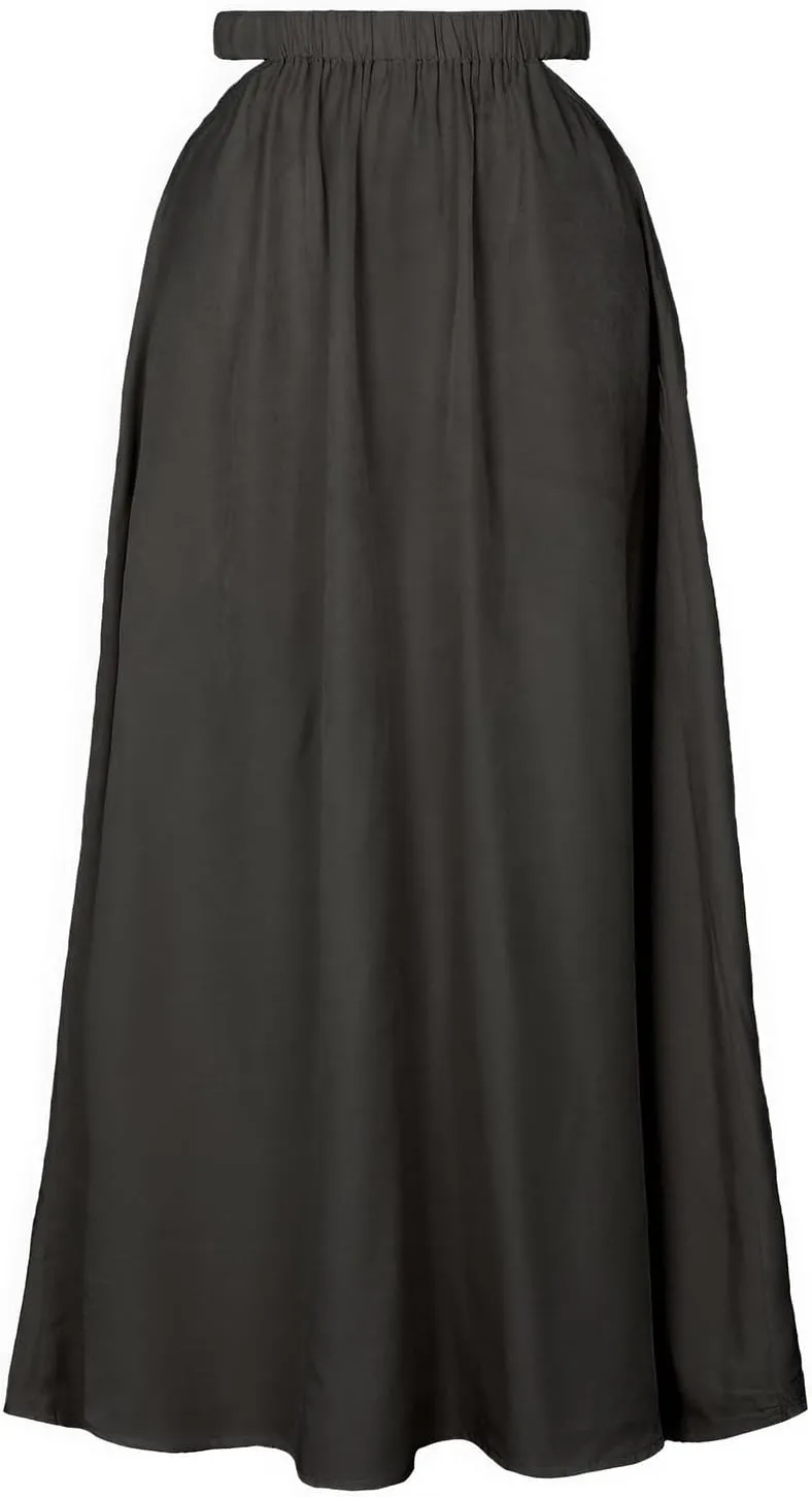 ebossy Women's Cutout Flowy Boho Long Skirt Elastic Waist Solid Color A-Line Swing Beach Holiday Cotton Skirt