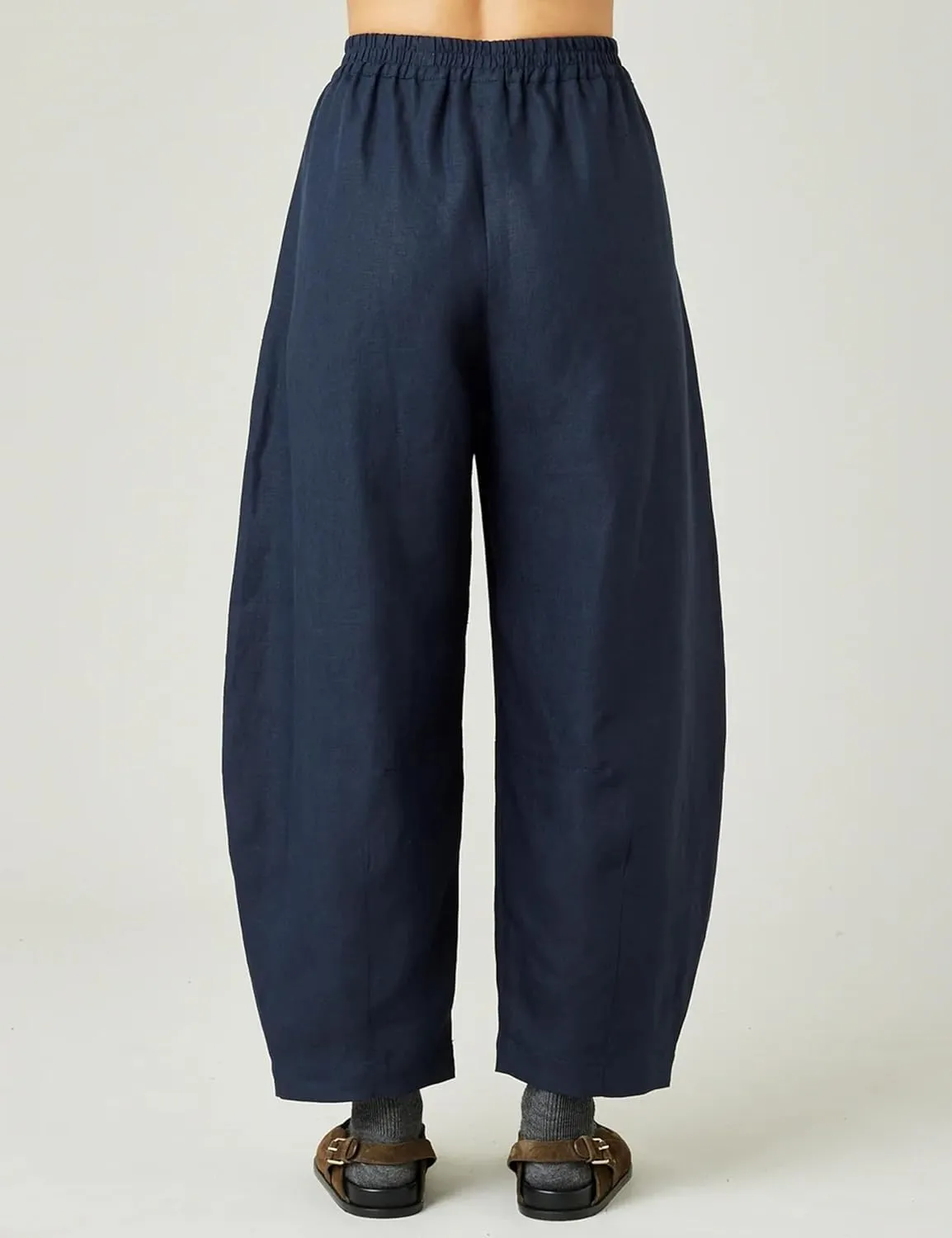 EsheSy Women's Cotton Linen Harem Pants Elastic Waist Wide Leg Pants Loose Lightweight Trousers with Pockets