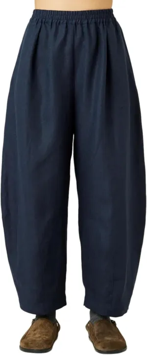 EsheSy Women's Cotton Linen Harem Pants Elastic Waist Wide Leg Pants Loose Lightweight Trousers with Pockets