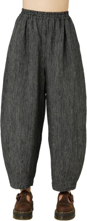 EsheSy Women's Cotton Linen Harem Striped Pants Elastic Waist Wide Leg Pants Loose Lightweight Trousers with Pockets